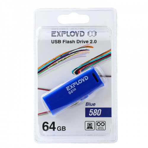 Флеш-накопитель USB  64GB  Exployd  580  синий (EX-64GB-580-Blue) фото 5