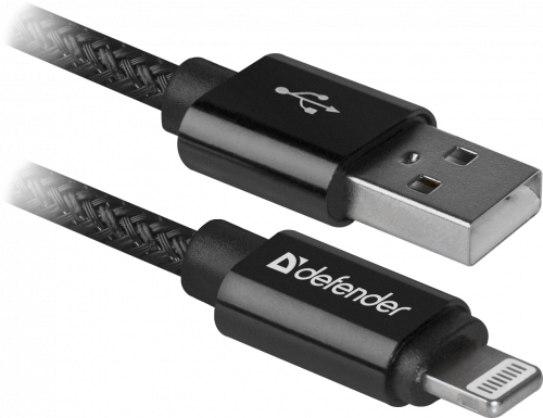 Кабель DEFENDER ACH01-03T PRO USB2.0, черный, AM-LightningM, 1m, 2.1A (1/100) (87808) фото 2