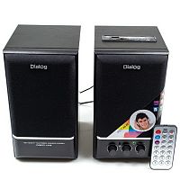 Колонки DIALOG AD-07, черные, 2*12W, 2.0, FM радио, USB+microSD reader, пульт ДУ (1/4) (AD-07 black)