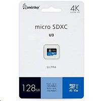 Карта памяти MicroSD  128GB  Smart Buy Сlass 10 Ultra UHS-I U3 V30 A2 (150/165 Mb/s) без адаптера (SB128GBSDU3UL01)