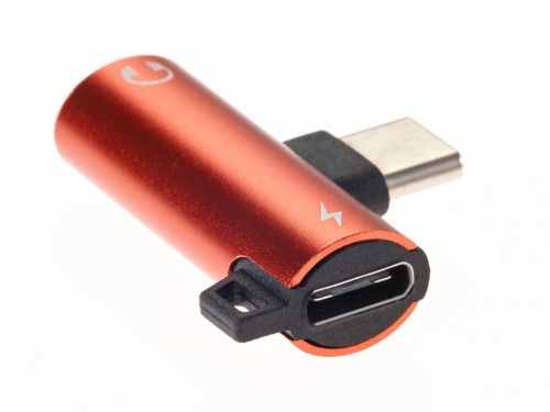 Переходник USB3.1 Type-C 2 in 1 audio+PD charging красный <TA433-R> (TA433M-R) фото 4