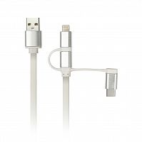 Кабель SMART BUY USB - 3 в 1 Micro+Type-C+8 pin, белый, 1,2 м (iK-312 white) (1/60)