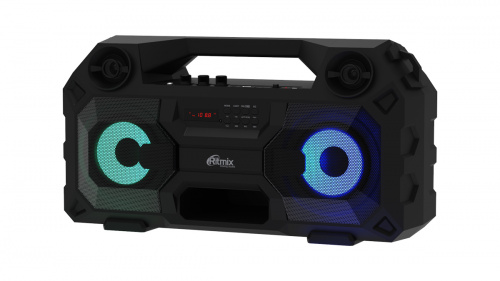 Портативная акустика RITMIX SP-690B, Bluetooth 5.0, FM-радиоприёмник, RGB подсветка, черная (1/4) (80000896)