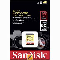 Карта памяти SDHC  16GB  SanDisk Class10 Extreme UHS-I U3 (90 Mb/s) (SDSDXNE-016G-GNCIN)