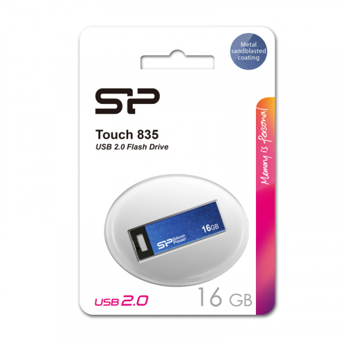 Флеш-накопитель USB  16GB  Silicon Power  Touch 835  синий  металл (SP016GBUF2835V1B) фото 12