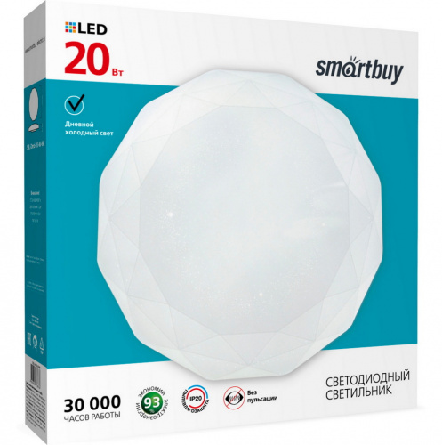 Светильник светодиодный SMARTBUY потолочный 20W Dimond, 6000К, 1600Лм, 320*60мм (SBL-Dmd-20-W-6K) (1/20)