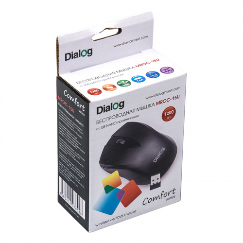 Беспроводная мышь DIALOG MROC-15U Comfort RF 2.4G Optical - 3 кнопки + ролик прокрутки, USB, черный (1/48) фото 2