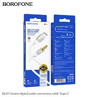 Кабель AUX, Jack 3,5mm(m) - Type-C Borofone BL19, 1.0м, круглый, пластик, цвет: белый (1/360) (6941991108587)