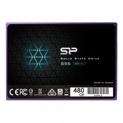 яВнутренний SSD  Silicon Power  480GB  S55, SATA-III, R/W - 560/530 MB/s, 2.5", PS3108, TLC, синий фото 2