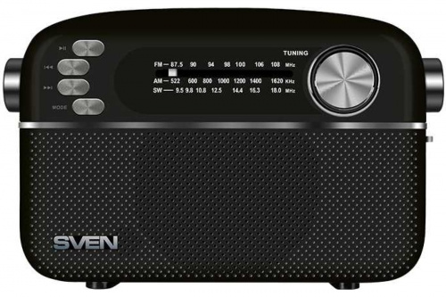 Радиоприёмник SVEN АС SRP-505 (3 Вт, Bluetooth, FM/AM/SW, USB, microSD, AUX,  встроенный аккумулятор), черный (1/24) (SV-020446) фото 6