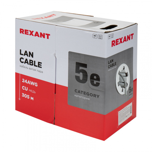 Кабель витая пара REXANT FTP 4PR 24AWG, CAT5e (бухта 305 м) (1/2) (01-0143) фото 5