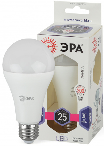 Лампа светодиодная ЭРА STD LED A65-25W-860-E27 E27 / Е27 25Вт груша холодный дневной свет (1/100) (Б0035336) фото 4