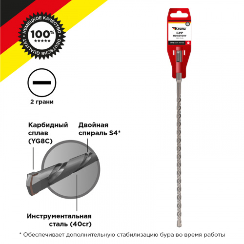 Бур по бетону KRANZ 10x310x250 мм SDS PLUS (10/120)