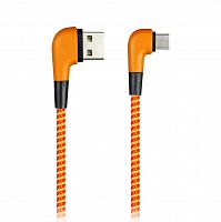 Кабель Smartbuy USB - MicroUSB SOCKS L-TYPE, оранжевый, 2 А, 1 м (ik-12NSL orange)