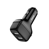 Блок питания автомобильный 2 USB HOCO Z36 Leader, 2400mA, огнестойкий, пластик, чёрный(1/14/140) (6931474727718)