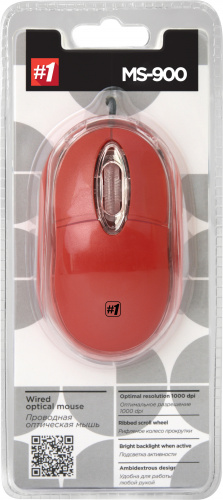 яМышь DEFENDER MS-900, красный, USB, проводная, 3 кнопки, блистер (1/40) (52901) фото 9