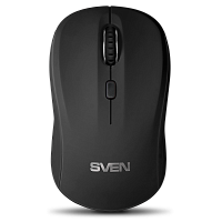 Беспроводная мышь SVEN RX-230W (2,4 GHz, 3+1кл., 800-1600DPI, Soft Touch, блистер), чёрная (1/60) (SV-017835)