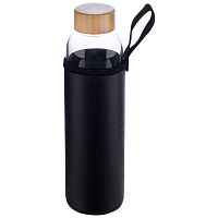 Бутылка для воды, Phantasie,объем 800 мл, из термостойкого стекла, в чехле, крышка из бамбука (1/12) (106007)