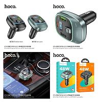 FM-трансмиттер HOCO E76 Pole, Bluetooth, 2 USB, 1 Type-C, PD48Вт, пластик, дисплей, цвет: чёрный (1/114) (6942007600248)