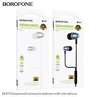 Наушники внутриканальные Borofone BM95 Excepcional, пластик, микрофон, кабель Jack 3.5mm, 1.2м, цвет: серый (1/420) (6941991115868)