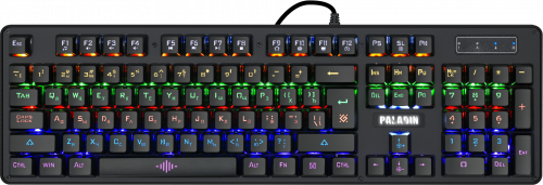 Клавиатура проводная игровая механическая DEFENDER Paladin GK-370L RU, Rainbow, черная (1/20) (45371)