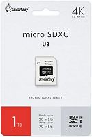 Карта памяти MicroSDXC  1TB  Smart Buy Class 10 Pro UHS-I U3 V30 (70/90 Mb/s) + SD адаптер (SB1TBSDP01)