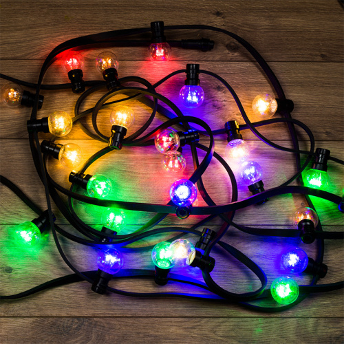 Гирлянда NEON-NIGHT LED Galaxy Bulb String 10м, черный КАУЧУК, 30 ламп*6 LED МУЛЬТИ, влагостойкая IP65 (1/4) (331-329)