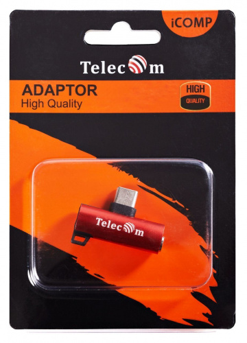 Переходник USB3.1 Type-C 2 in 1 audio+PD charging красный <TA433-R> (TA433M-R) фото 3