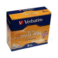 Диск VERBATIM mini DVD+RW 1.46 GB (2х) JC/5 (100) (43565)