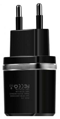 Блок питания сетевой 1 USB HOCO C26, 1500mA, пластик, цвет: чёрный (1/11/66) (6957531068754) фото 17