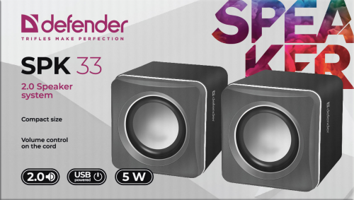 Активная система DEFENDER 2.0, SPK-33, серый, 5 Вт, USB (1/100) (65632) фото 6