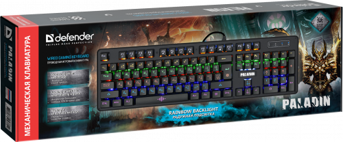 Клавиатура проводная игровая механическая DEFENDER Paladin GK-370L RU, Rainbow, черная (1/20) (45371) фото 3