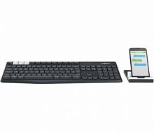 Клавиатура беспроводная LOGITECH Multi-Device Stand Combo K375s BT slim Multimedia, темно-серая (920-008184)
