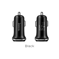 Блок питания автомобильный 2 USB HOCO Z1, 2100mA, пластик, цвет: чёрный (1/32/128) (6957531035909)
