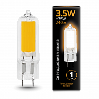 Лампа светодиодная GAUSS G4 AC220-240V 3.5W 240lm 3000K стекло 1/10/200 (107807103)