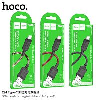 Кабель USB - Type-C HOCO X94 Leader, 1.0м, 3.0A, ткань, цвет: красный (1/33/330) (6931474794307)