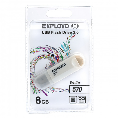 Флеш-накопитель USB  8GB  Exployd  570  белый (EX-8GB-570-White) фото 5