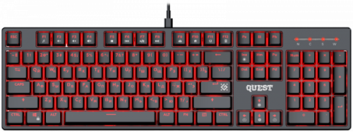 Клавиатура проводная игровая механическая DEFENDER Quest GK-596 RU,104кн,SNK, черная (1/10) (45596)