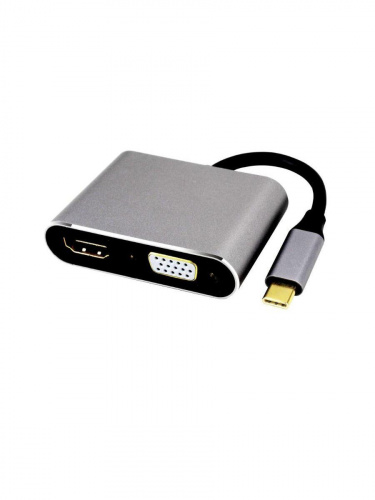 Кабель-концентратор  USB3.1 Type-Cm --> HDMI (f)+VGA(f), Alum Grey 4K@30 Hz,Telecom<TUC050> фото 5