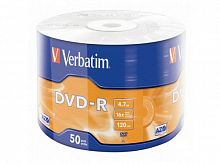 Диск VERBATIM DVD-R 4.7 GB (16х) Print/Shrink (50) DataLife (600) (43793)