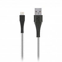 Кабель Smartbuy USB - 8 pin, "карбон", экстрапрочный, 1.0 м, до 2А, белый (iK-510n-2 white)