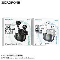 Наушники внутриканальные Borofone BW30 Cheerful, пластик, bluetooth 5.3, микрофон, цвет: серый (1/22/132) (6974443389210)