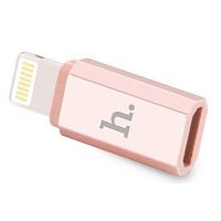 Переходник 8 pin - микро USB(f) HOCO 0.05м, плоский, алюминий, цвет: розовое золото (1/200/1200) (6957531025740)