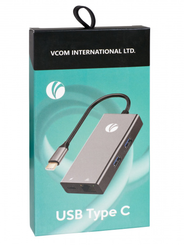 Адаптер Type-Cm --> 6в1 RJ-45+3USB3.0(f) +PD+HDMI1.4 Alum  Shell VCOM <CU459> фото 3