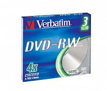 Диск VERBATIM DVD-RW 4.7 GB (4х) Slim Color (3) (60) (удалить)