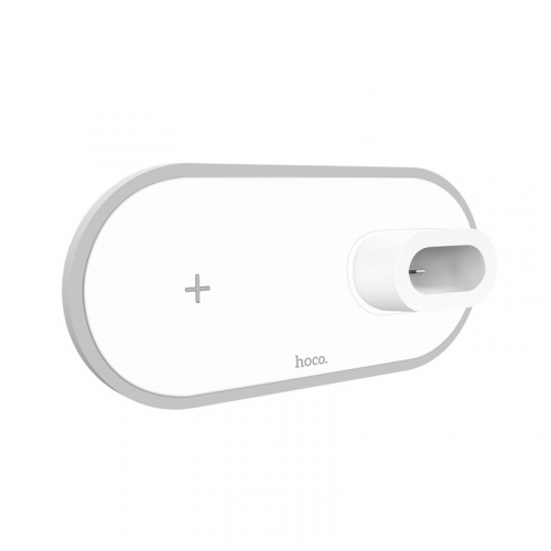 Устройство зарядное беспроводное HOCO CW21, Wisdom, для смартфонов, Apple Watch и Airpods, 2000mA, пластик, Qi, цвет: белый (1/44) (6931474706560) фото 3
