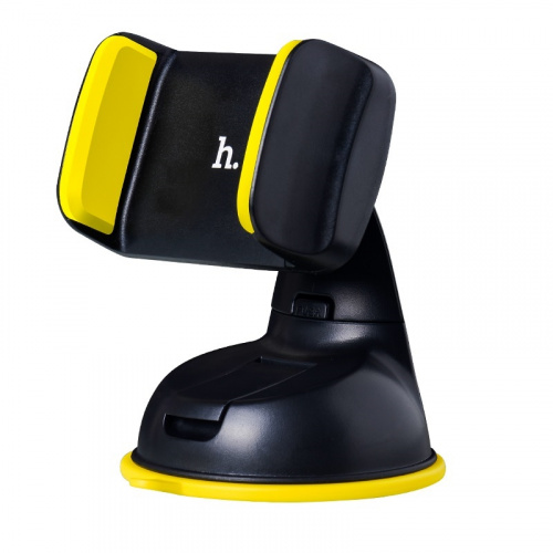 Держатель автомобильный HOCO CA5, для смартфона, пластик, торпедо, шарнир, цвет: чёрный, жёлтая вставка (1/50) (6957531031758) фото 2