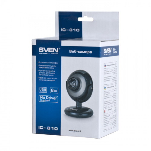 Веб-камера SVEN IC-310 с регулируемым углом обзора, черный (1/50) (SV-0602IC310) фото 2