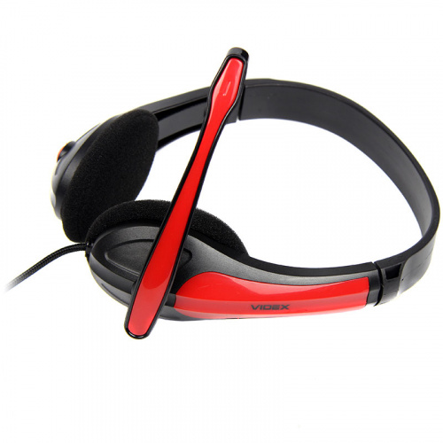 Наушники с микрофоном VIDEX VHD-135M, black/red (1/20) фото 3