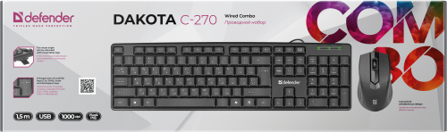 Комплект проводной Клавиатура + Мышь DEFENDER Dakota C-270 RU, черная (1/20) (45270) фото 10